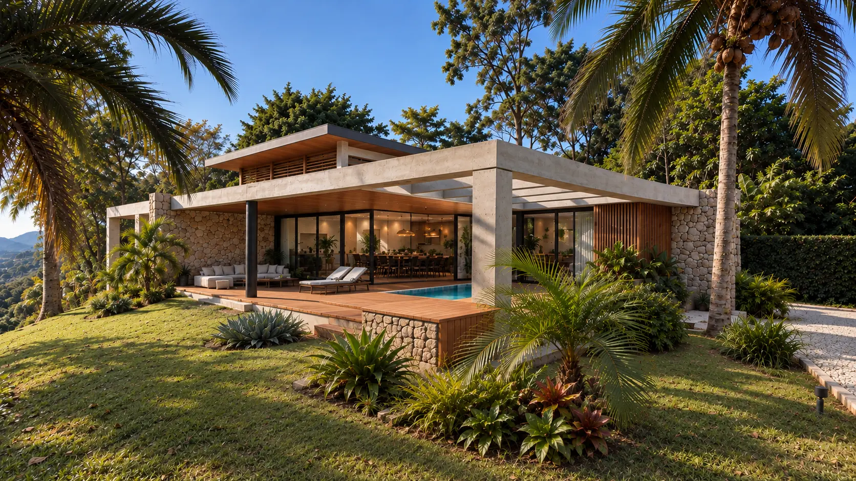 Residência contemporânea integrada ao paisagismo
