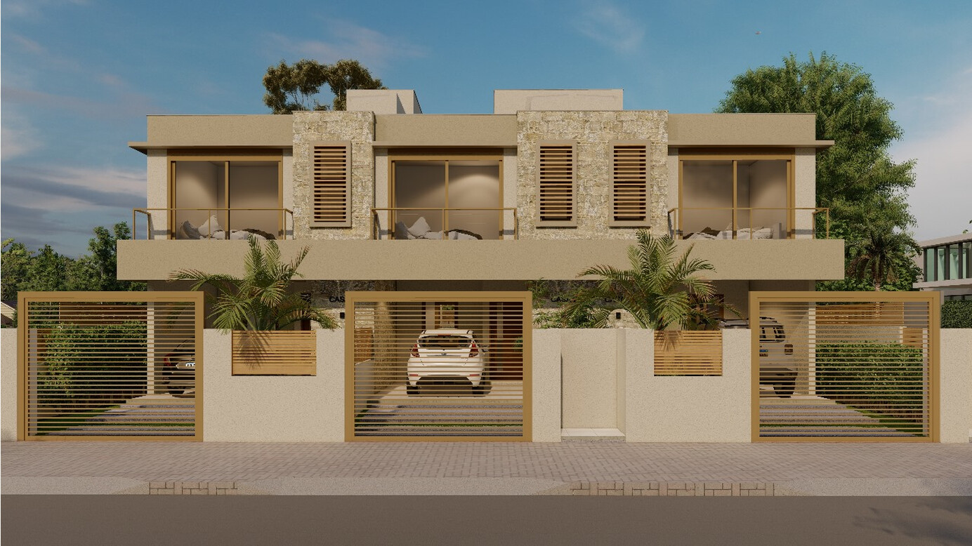 Perspectiva arquitetônica do Residencial Malibu, no loteamento Marina Sunshine